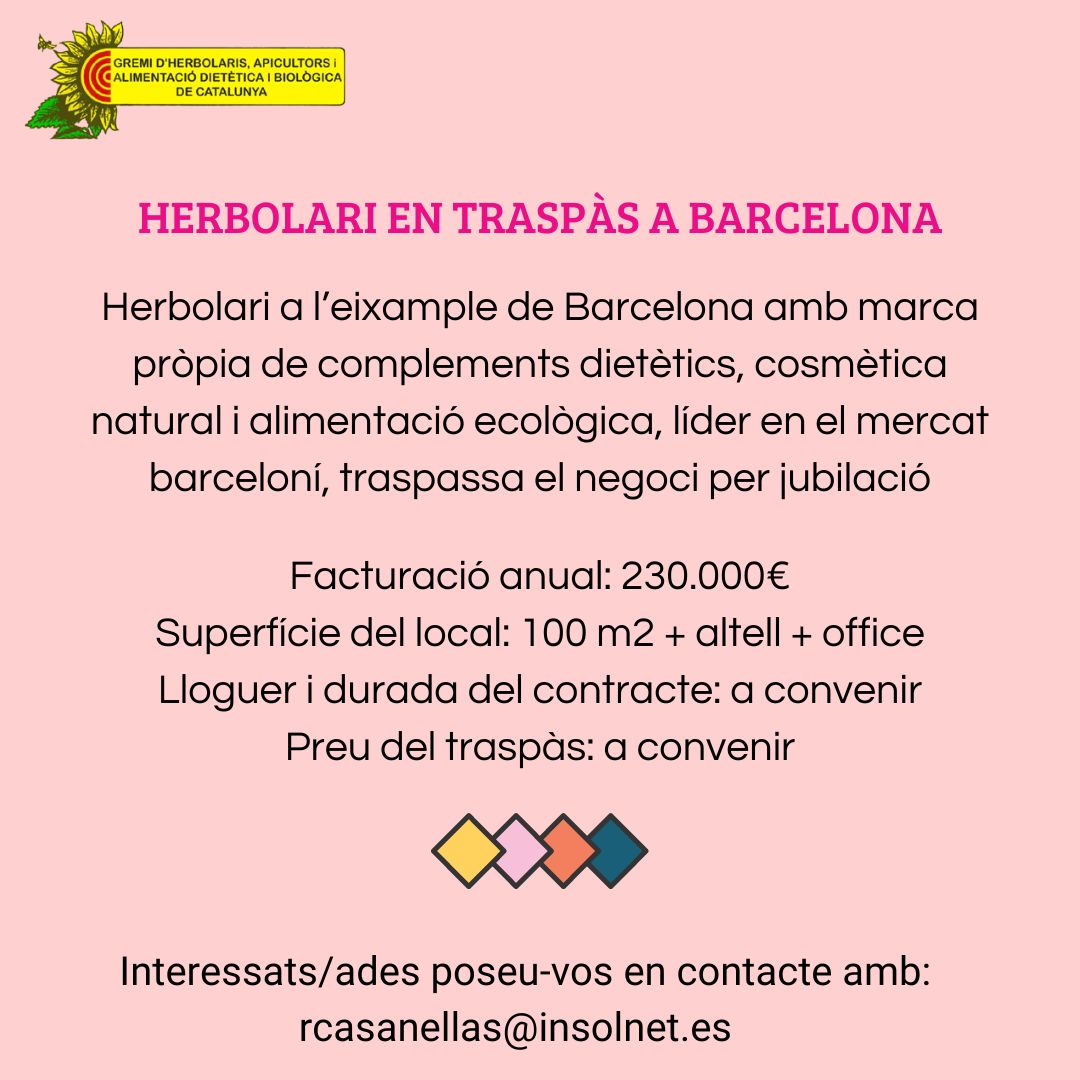 HERBOLARI EN TRASPÀS A BARCELONA